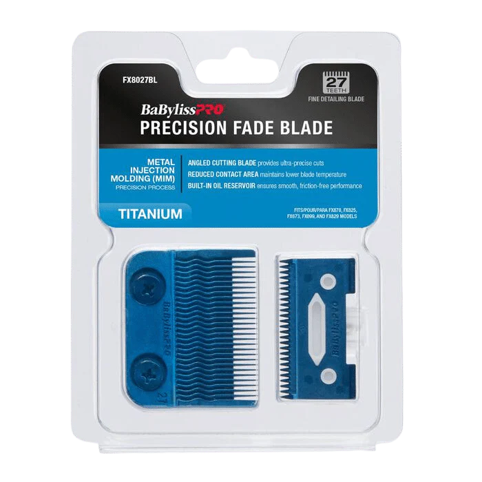 BabylissPro Blue Titanium Metal-Injection Molded (MIM) Precision Fade Blade (27 TEETH)