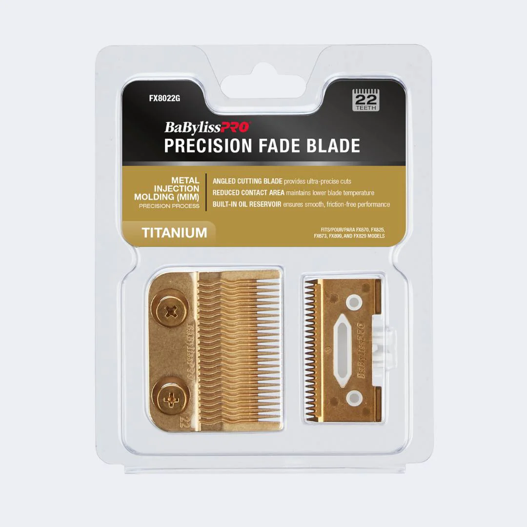 BabylissPro Gold Titanium Metal - Injection Molded (MIM) Precision Fade Blade (22 Teeth)