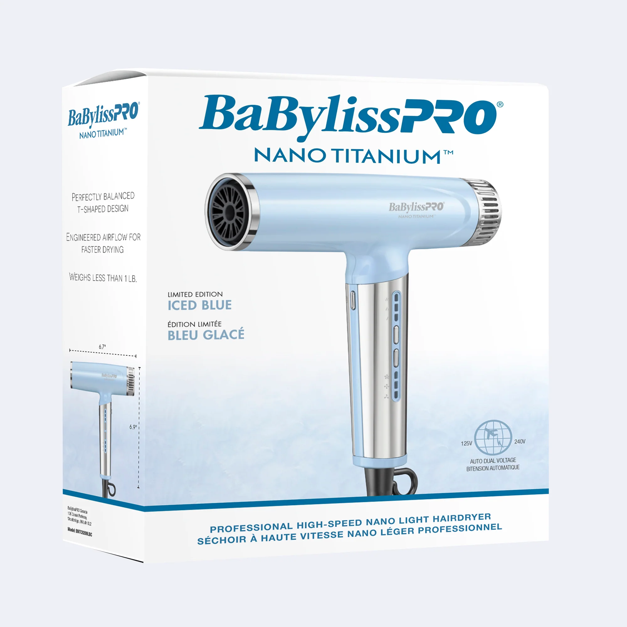 BabylissPro High Speed Nano Compact Hair Dryer Icy Blue Limited Edition - Image 4