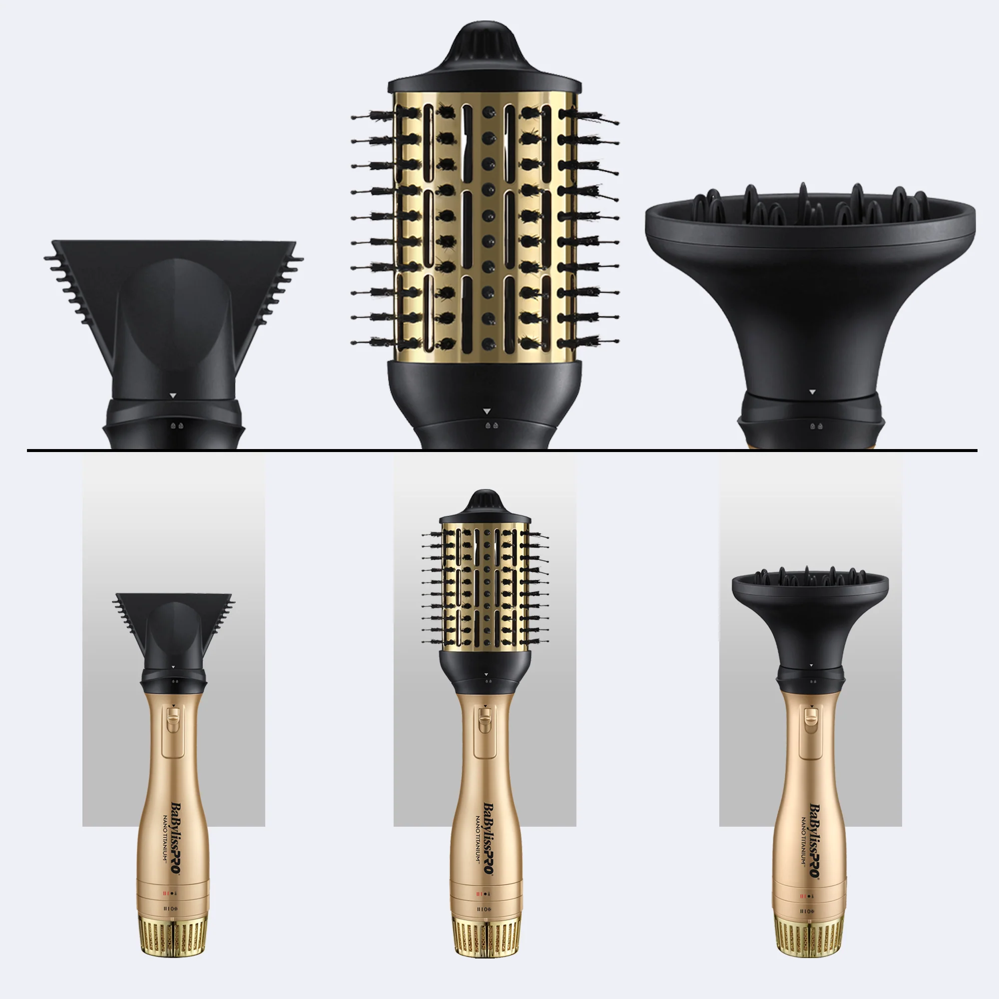 BabylissPro Nano Titanium Detachable 3-in-1 Hot Air Brush & Dryer - Metalix Limited Edition - Image 2