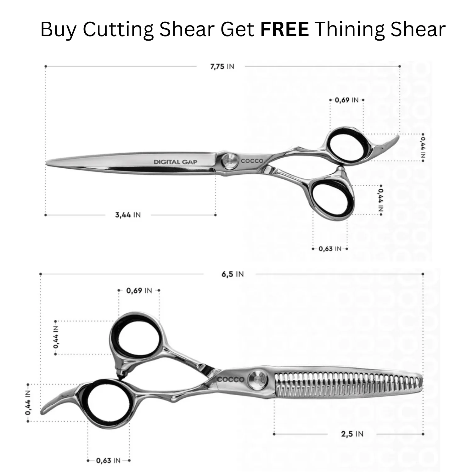 Cocco VG10 7" Cutting Shear and 6" Thinning Shear (Left Hand Set)