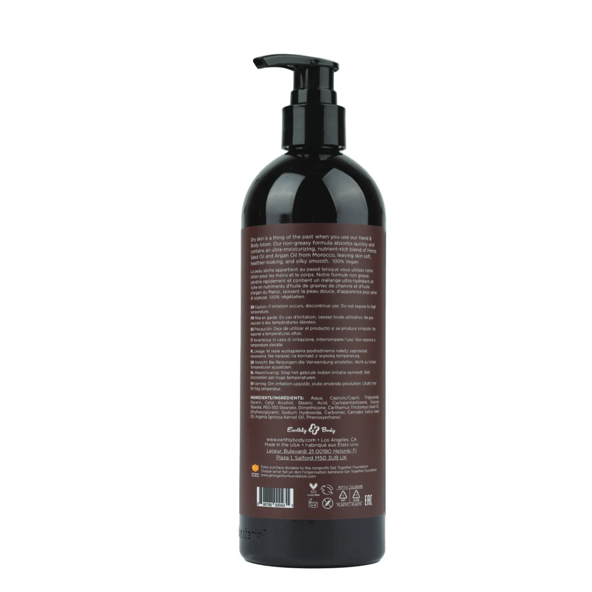 Earthly Body Hemp Seed Hand & Body Lotion Unscented 16OZ - Image 2