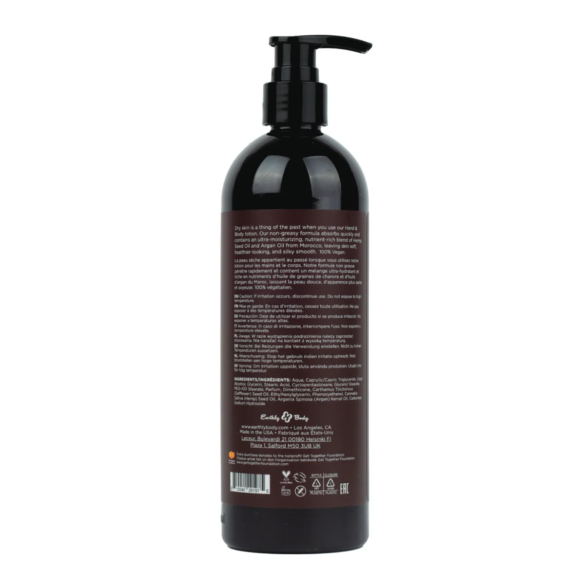 Earthly Body Hemp Seed Hand & Body Lotion Beach Daze 16OZ - Image 2