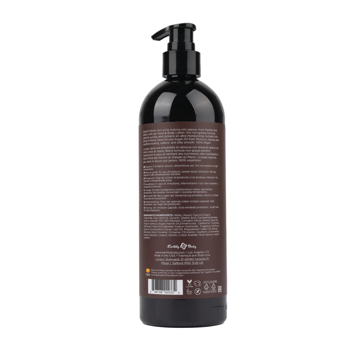 Earthly Body Hemp Seed Hand & Body Lotion Nag Champa 16OZ - Image 2