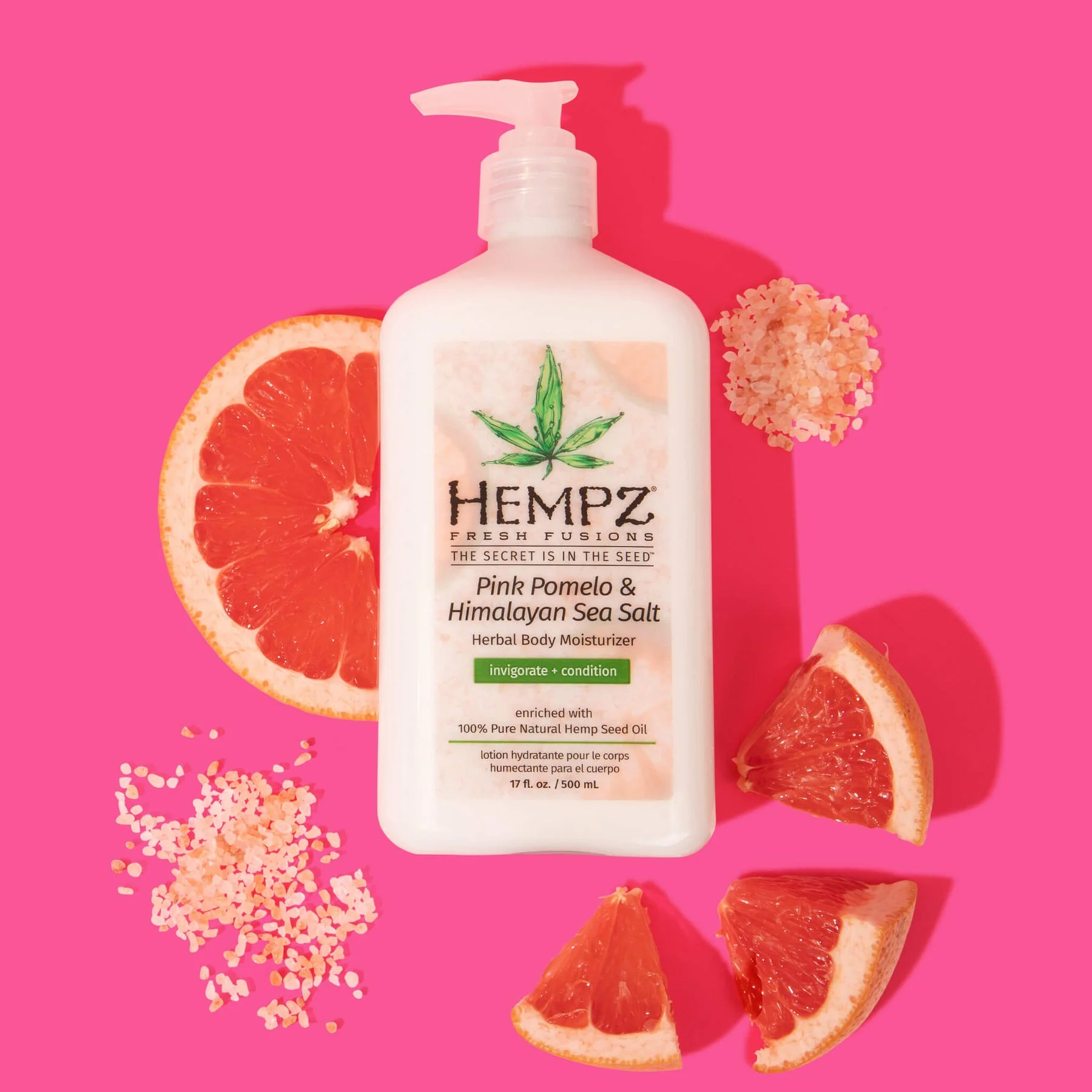 Hempz Fresh Fusions Pink Pomelo & Himalayan Sea Salt Herbal Body Moisturizer 17 OZ. - Image 2