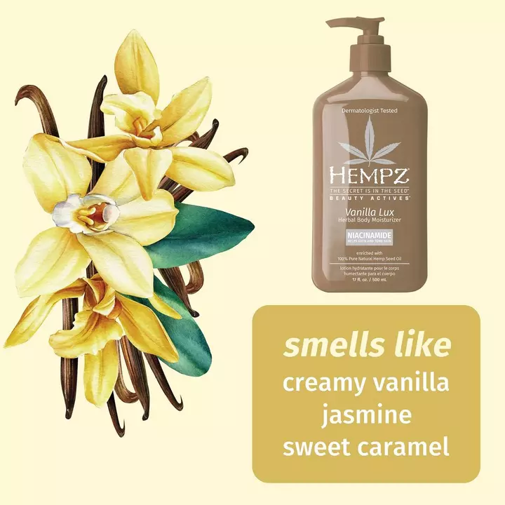 Hempz Vanilla Lux Herbal Body Moisturizer with Niacinamide 17oz. - Image 2