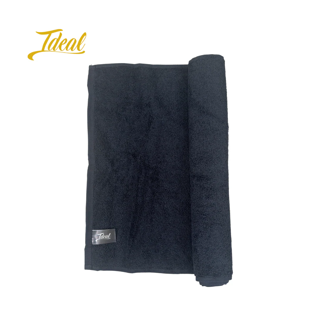 Ideal Bleachproof Cotton Barber Towels Black 16" x 28" (12 Pack) - Image 2