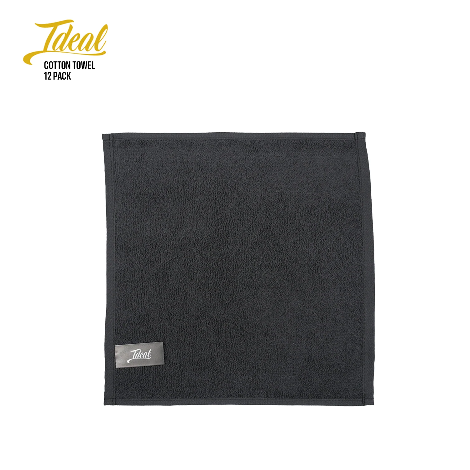 Ideal Cotton Barber Towels Black 12"x12" (12 Pack) - Image 4