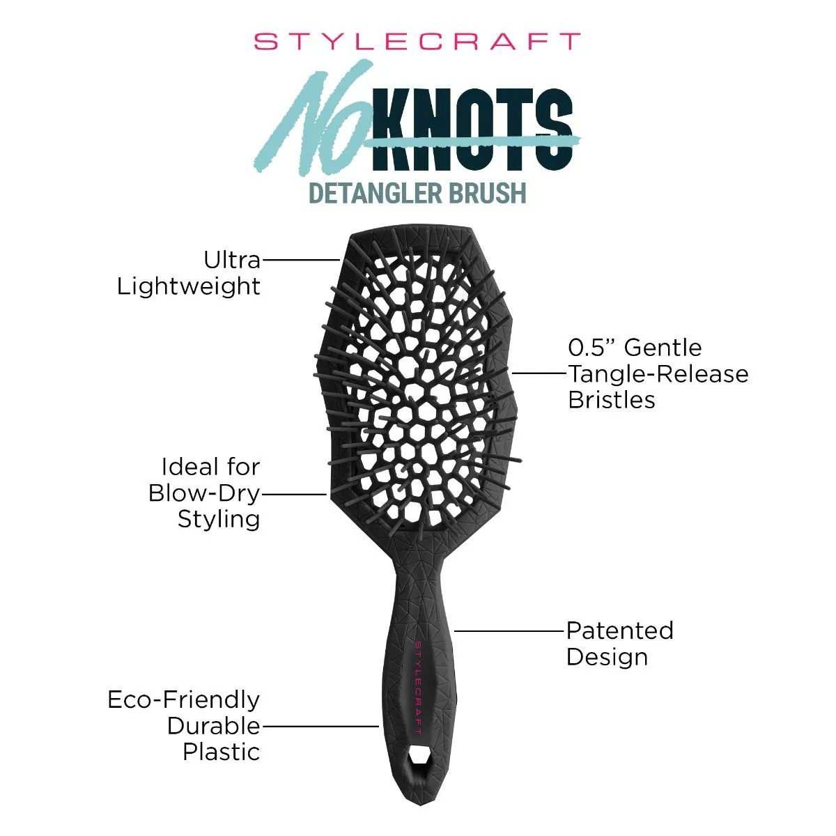 StyleCraft No Knots Detangler Brush - Image 2
