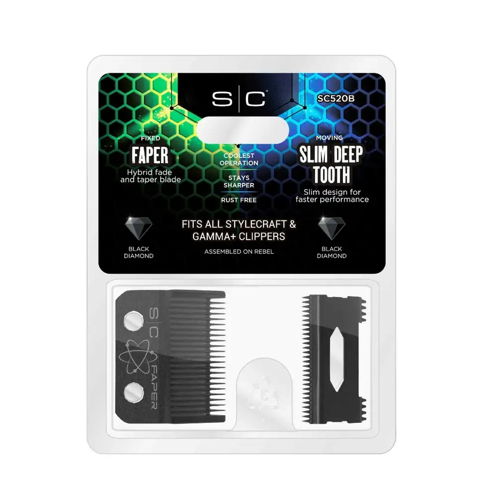 Stylecraft Replacement Fixed Black Diamond Faper Blade with Moving Black Diamond Carbon Slim Deep Tooth Cutter Set - Image 3